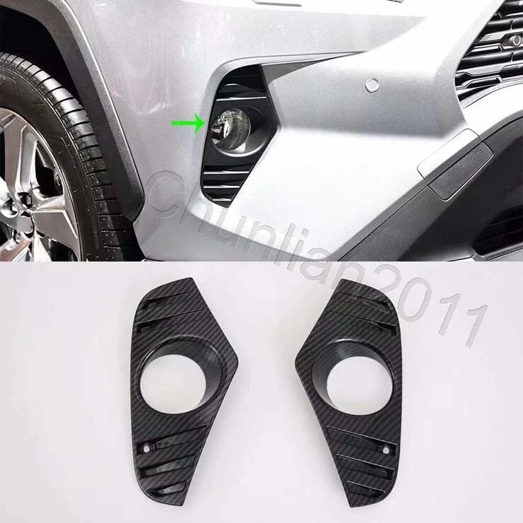 Front Fog Light Cover Trim for 2019-2023 Toyota RAV4 Carbon Fiber 2 x Pieces