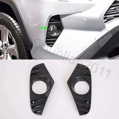 Front Fog Light Cover Trim for 2019-2023 Toyota RAV4 Carbon Fiber 2 x Pieces
