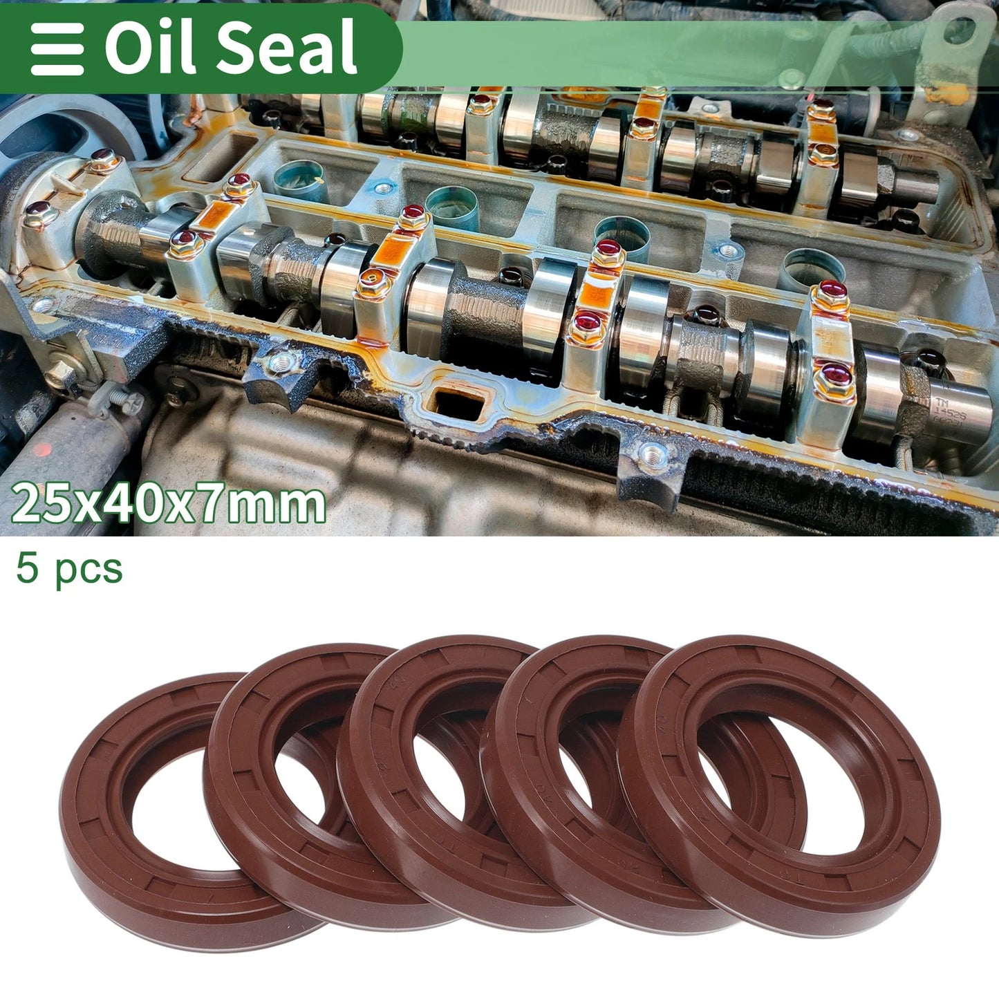 Oil Seal / 25x40x7mm / Seal Ring FKM Rubber Brown 5 Pcs for MakeModel
