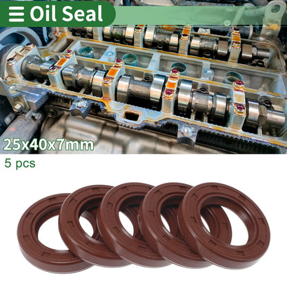 Oil Seal / 25x40x7mm / Seal Ring FKM Rubber Brown 5 Pcs for MakeModel