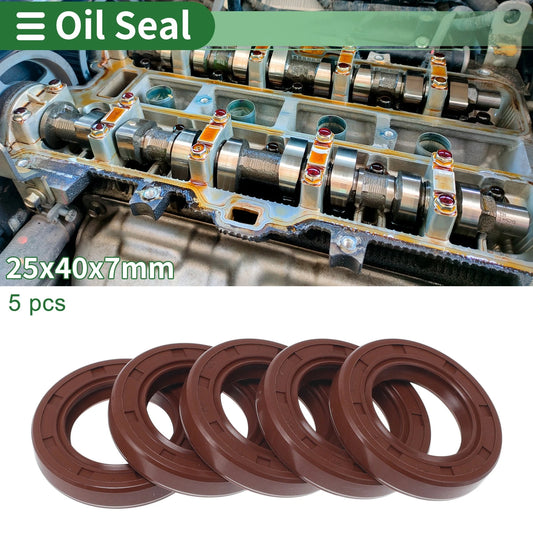 Oil Seal / 25x40x7mm / Seal Ring FKM Rubber Brown 5 Pcs for MakeModel