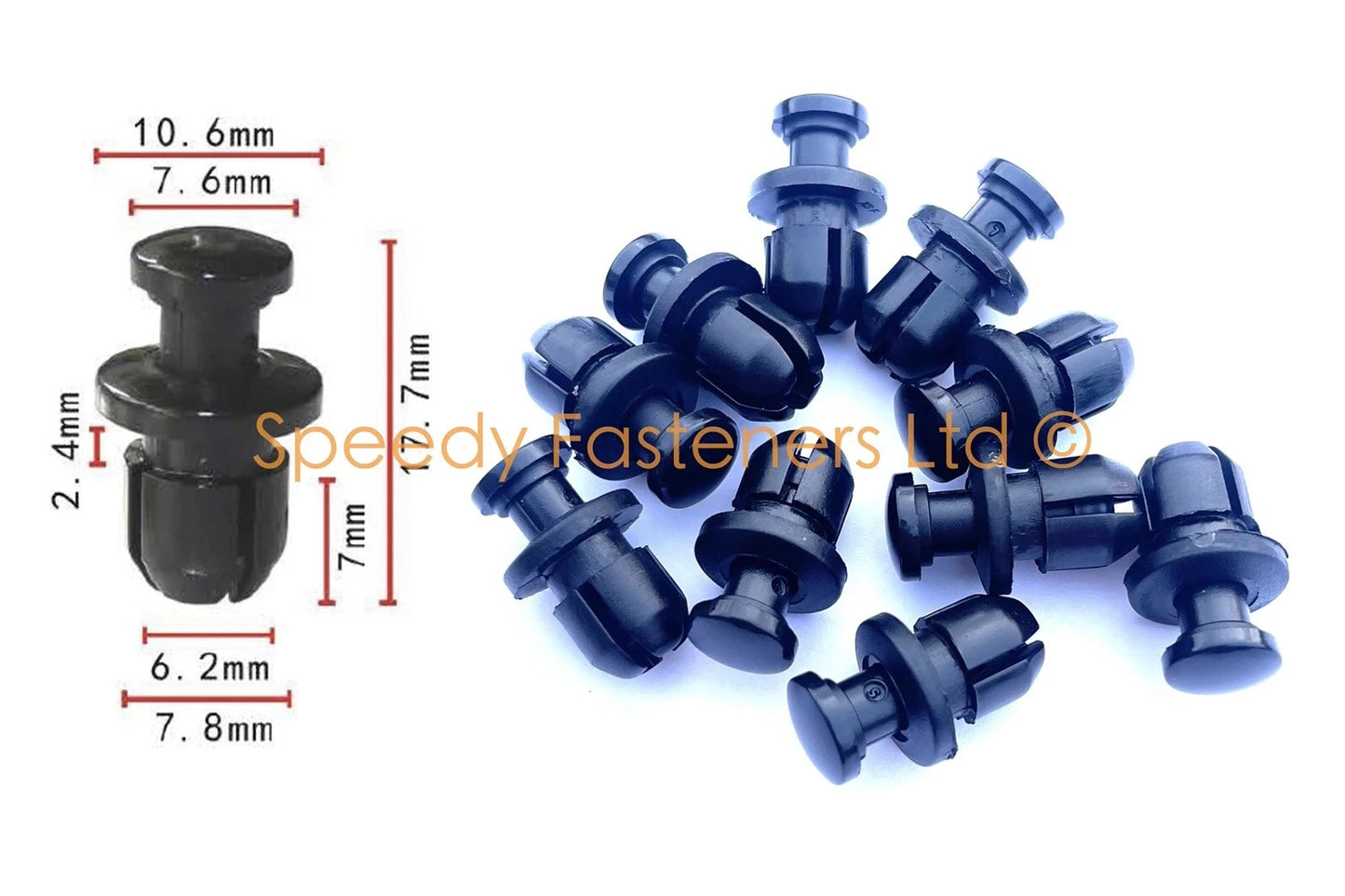 10x 8mm Carrosserie Tête de fourche Clips Plastique Pince Vis Rivets for Honda