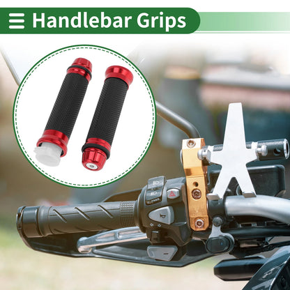 7/8 22mm Hand Grips Cover Kit Aluminum Alloy Rubber Red for Motorcycle