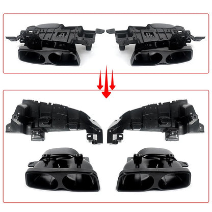 B Style LED Bumper Diffuser + Carbon Exhaust Tips for Benz W205 C63 C43 (2015-2021)