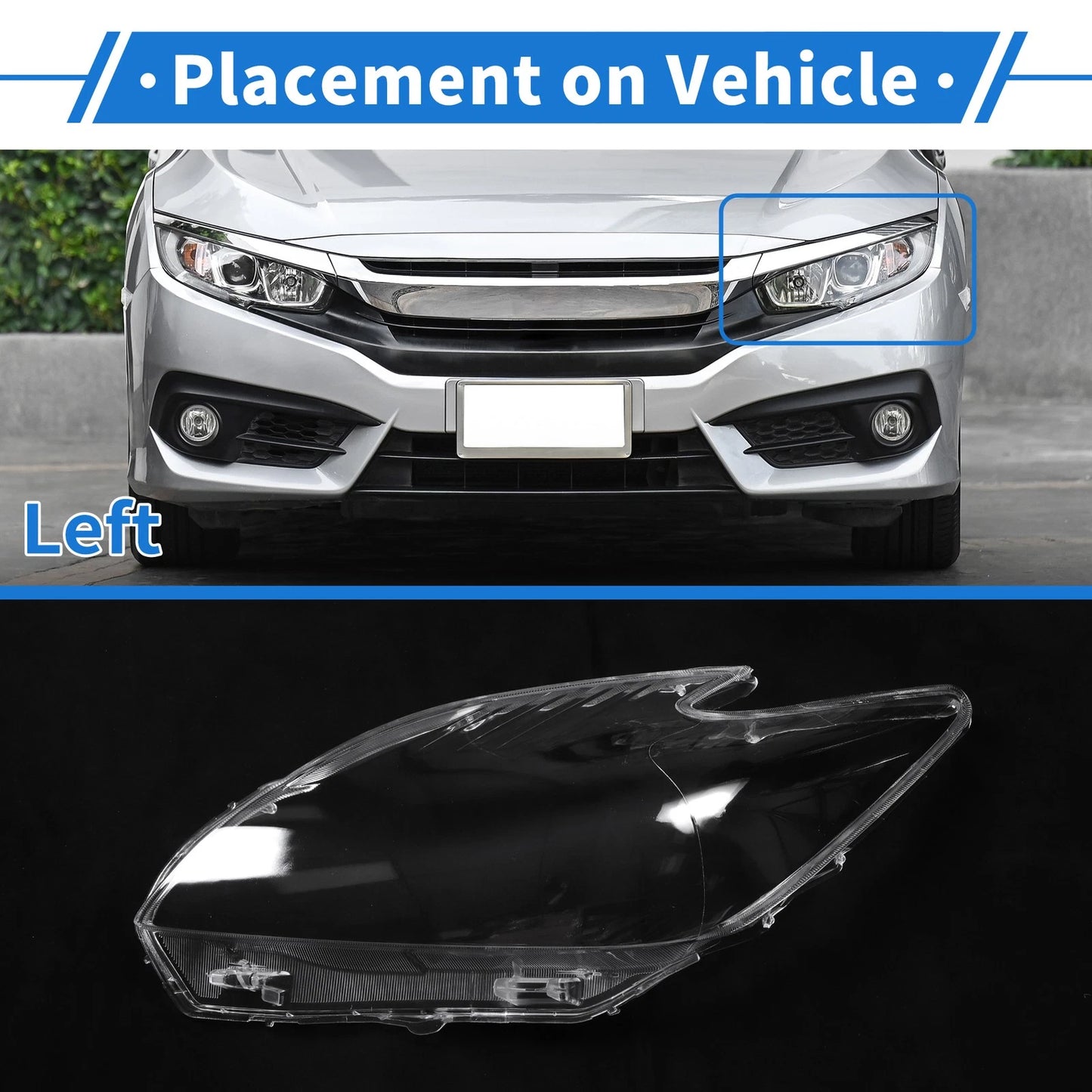 Car Front Left Headlight Lens Cover for Toyota Prius (2010-2012)