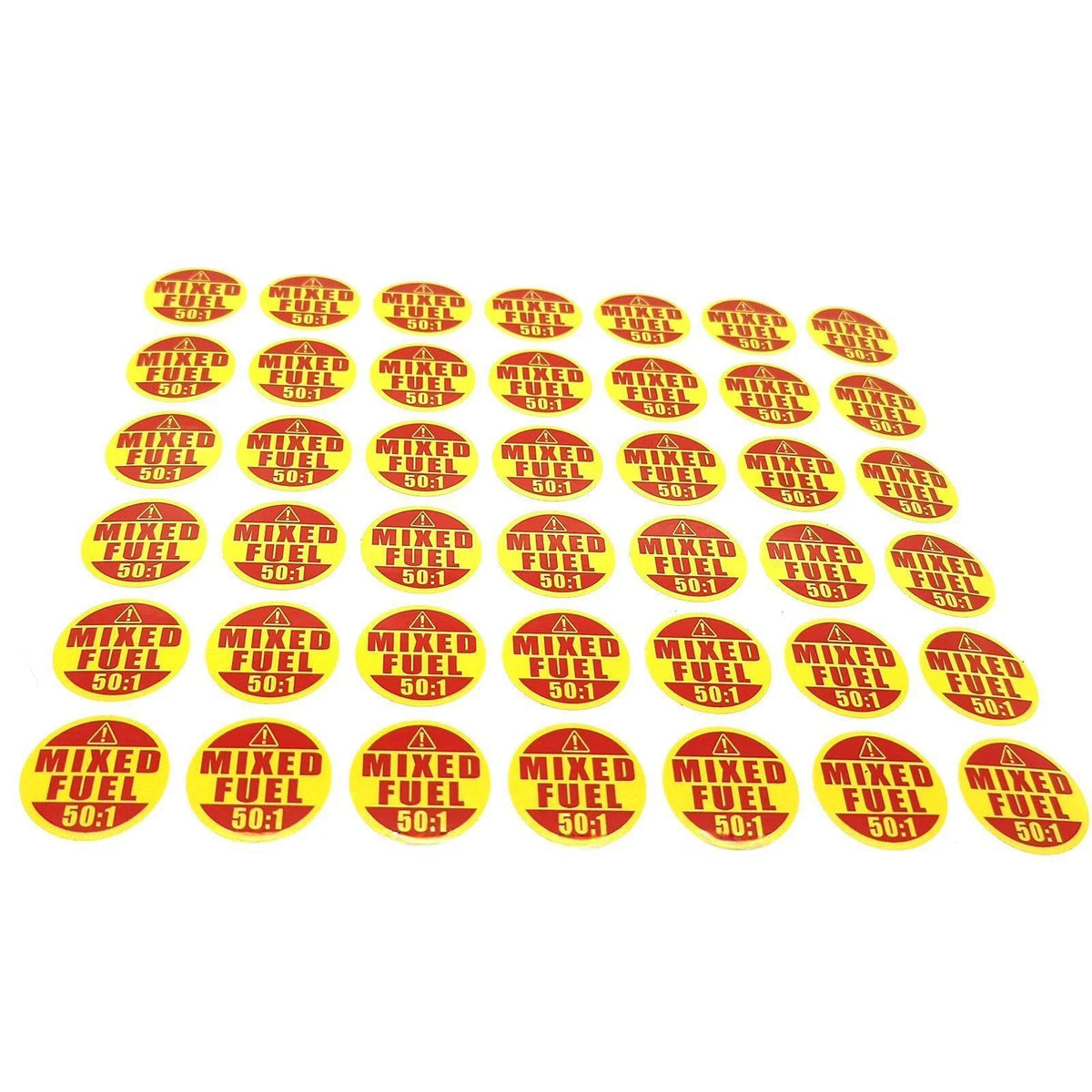 Mixed Fuel 50:1 Waterproof Warning/Caution Sticker Label 42Pcs 1" Round