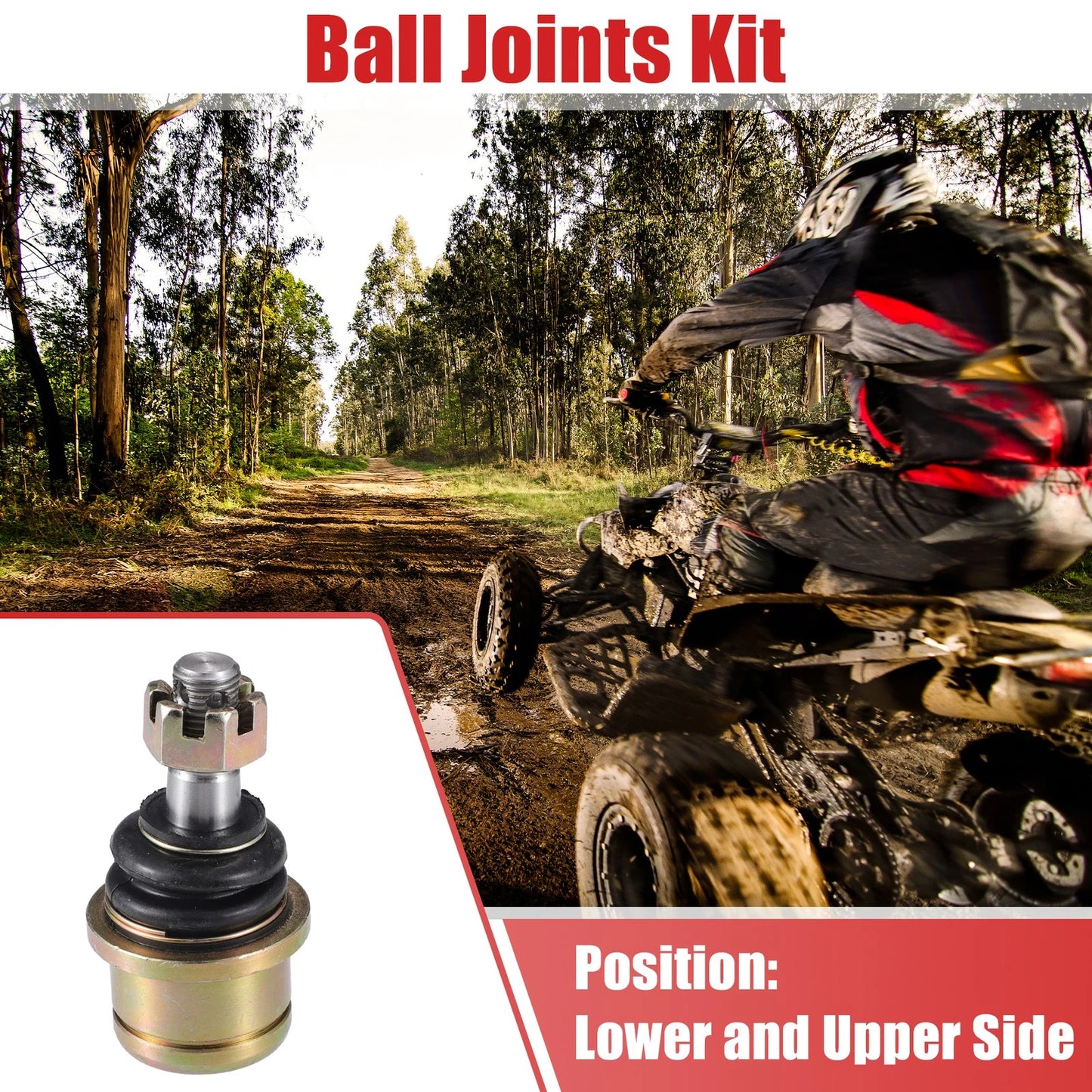 2 x M12x1.25 Left Right Ball Joint Kit for Yamaha Big Bear 400 (2000-2012)