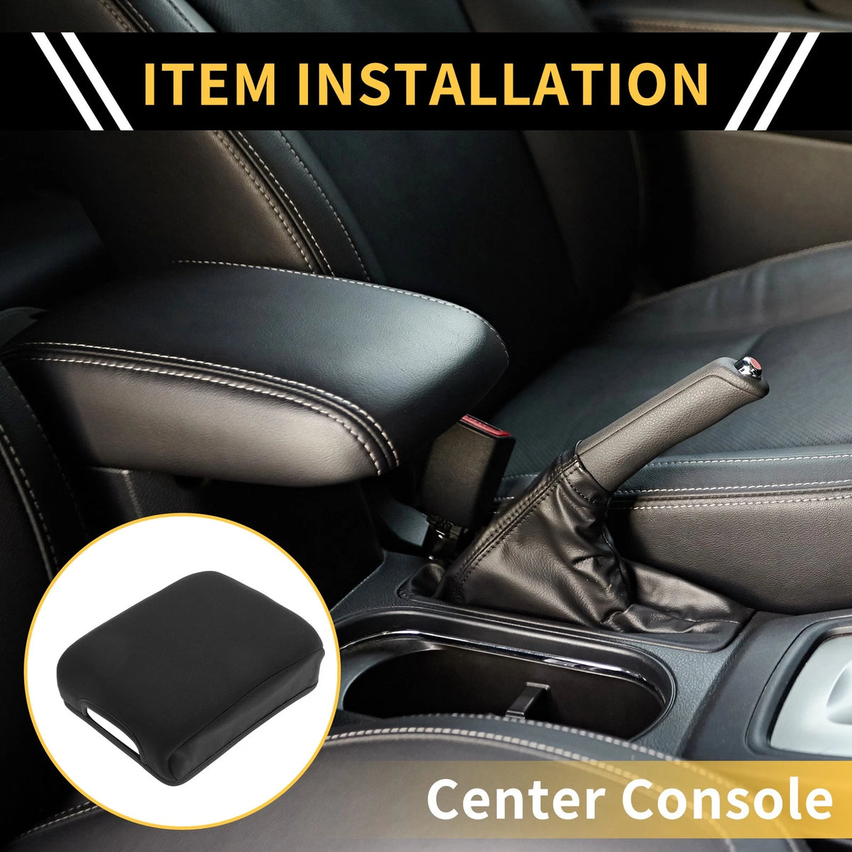 Armrest Cover for Toyota Tacoma Microfiber Leather Black (2005-2023)