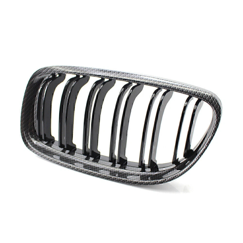 Carbo & Black Double Slat Front Kidney Grille for BMW E90 E91 325i 328i 335i (09-12)