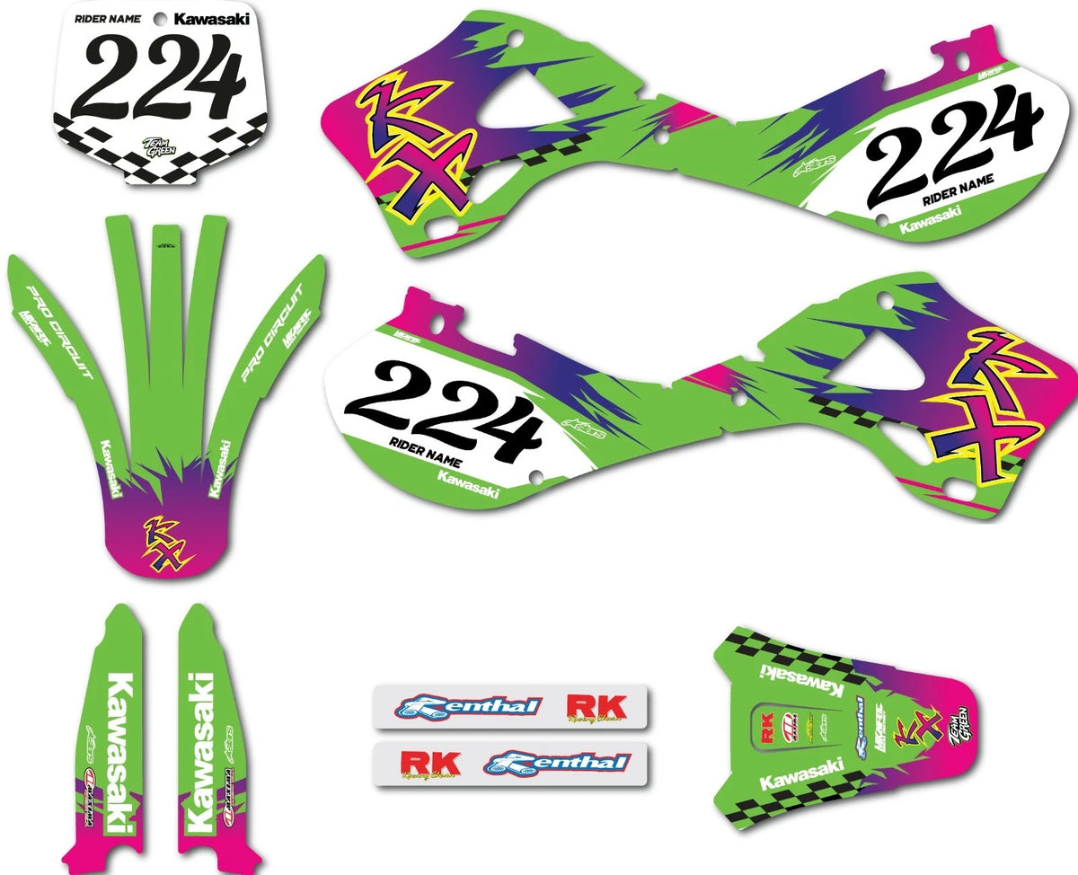 Kawasaki KX 125 Sticker Kit Junction Style Graphics Decals (1999-2002)