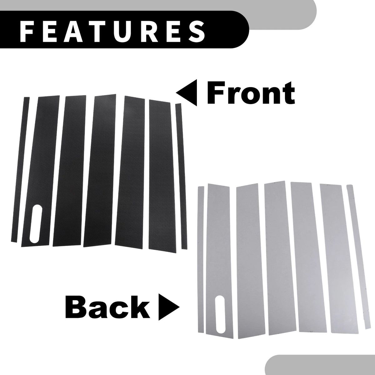 7 x Car Pillar Window Trim Covers for Ford Explorer (2002-2010) Black Carbon Fiber