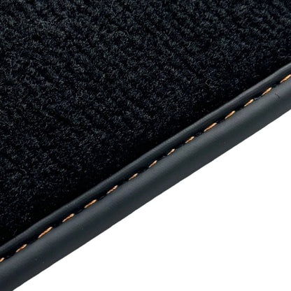 Black Floor Mats for Rolls Royce Wraith (2013-2023) - Orange Leather by AutoWin