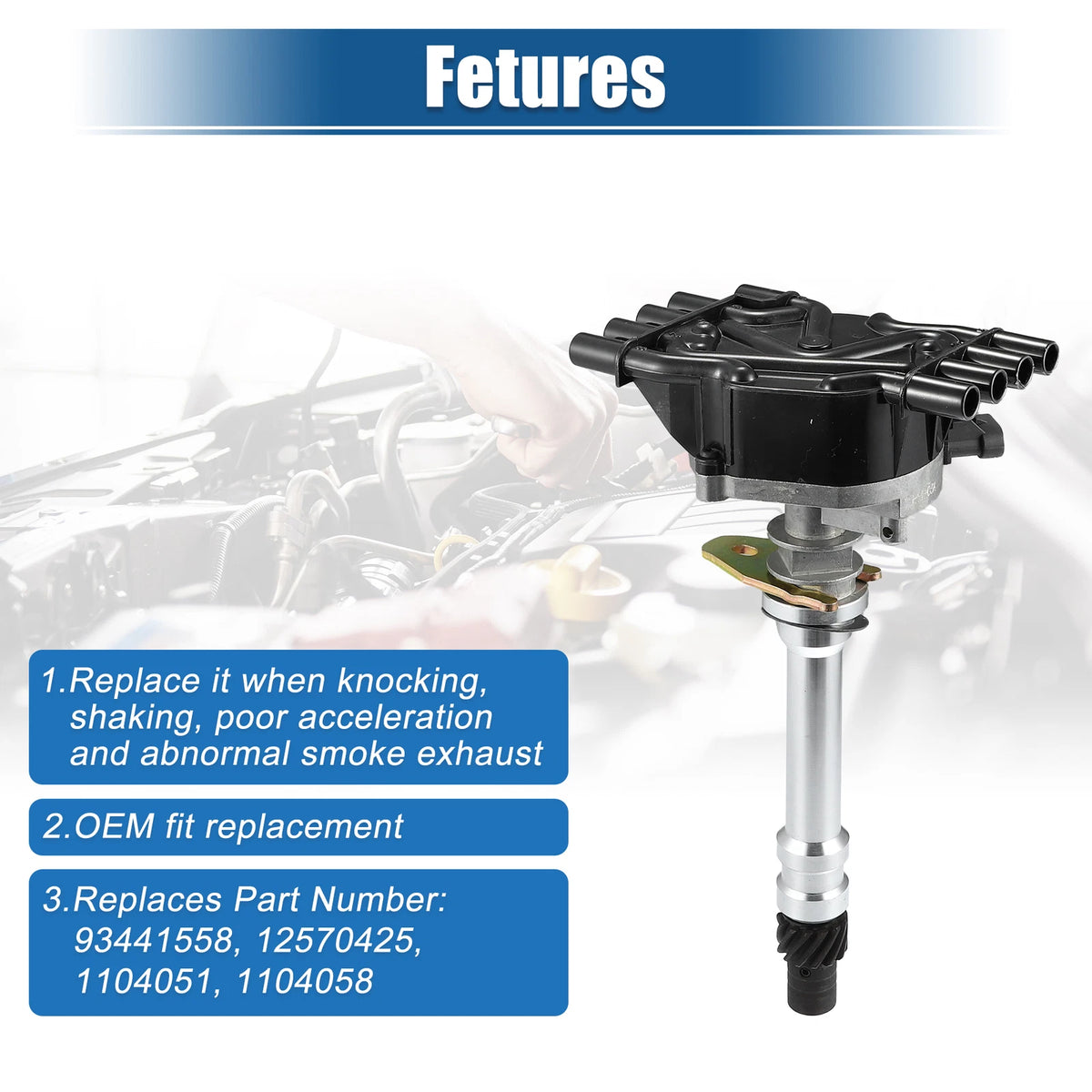 Ignition Distributor 93441558 for Cadillac Chevrolet GMC SUV Van V8 5.0L