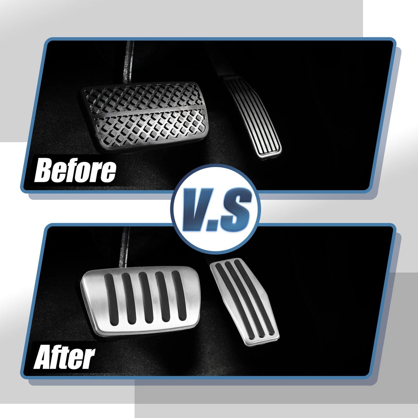 Brake Gas Accelerator Pedal Covers for Cadillac Buick Silver Tone