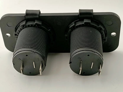 Flush Mount Dual Power Socket 12/24V 20A for Boat/Car/Caravan/4WD Black