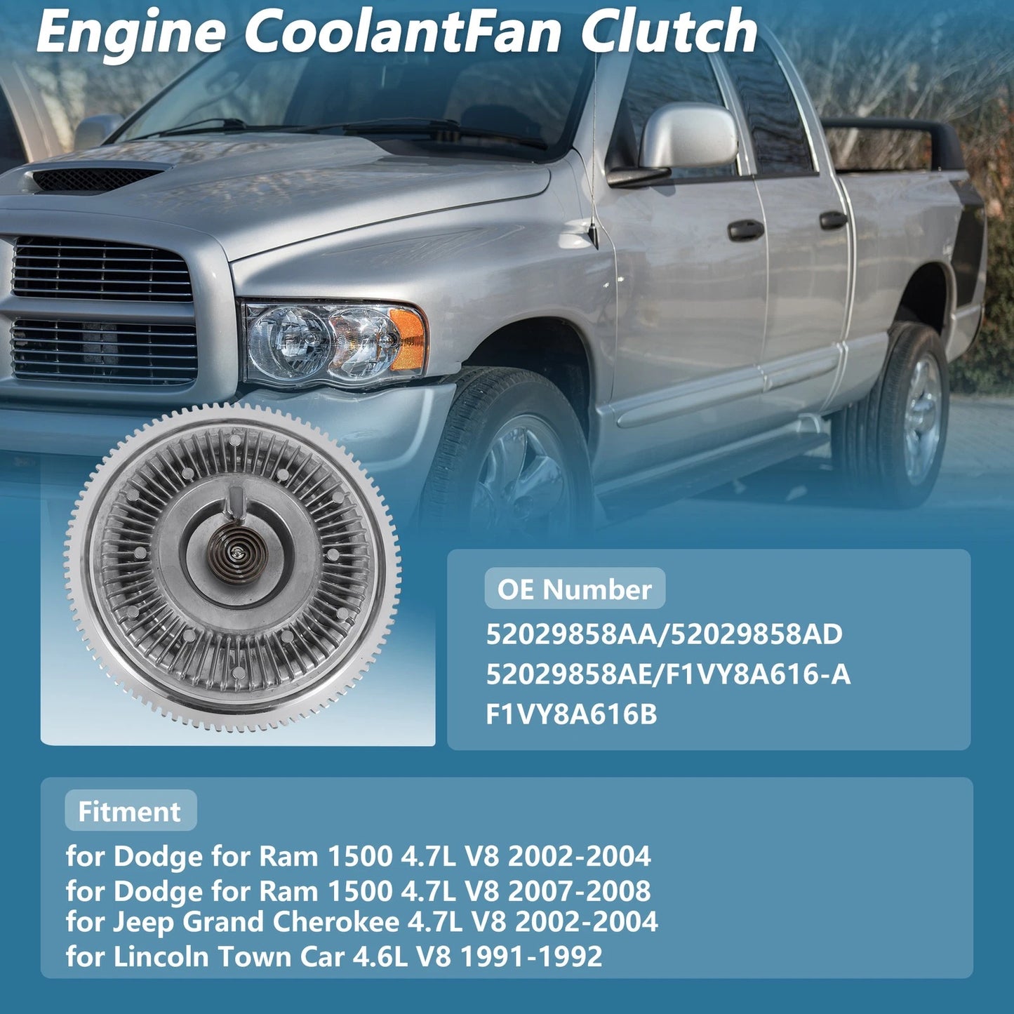 Engine 4.7L V8 Cooling Fan Clutch for Dodge Ram 1500 (2002 - 2004)