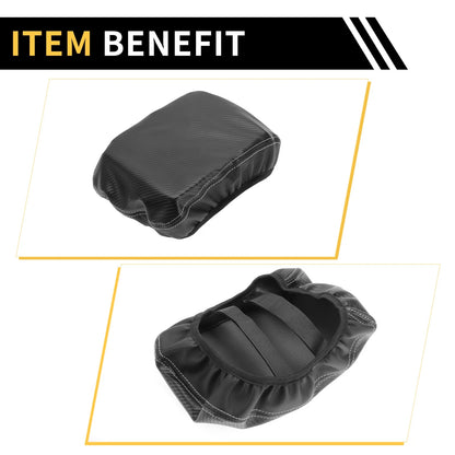 Armrest Cover for Chevrolet Microfiber Leather Middle Carbon Fiber Black