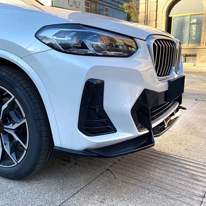 Gloss Black Front Bumper Lip Splitters for BMW G01 X3 X4 M-Sport (2022-2024)