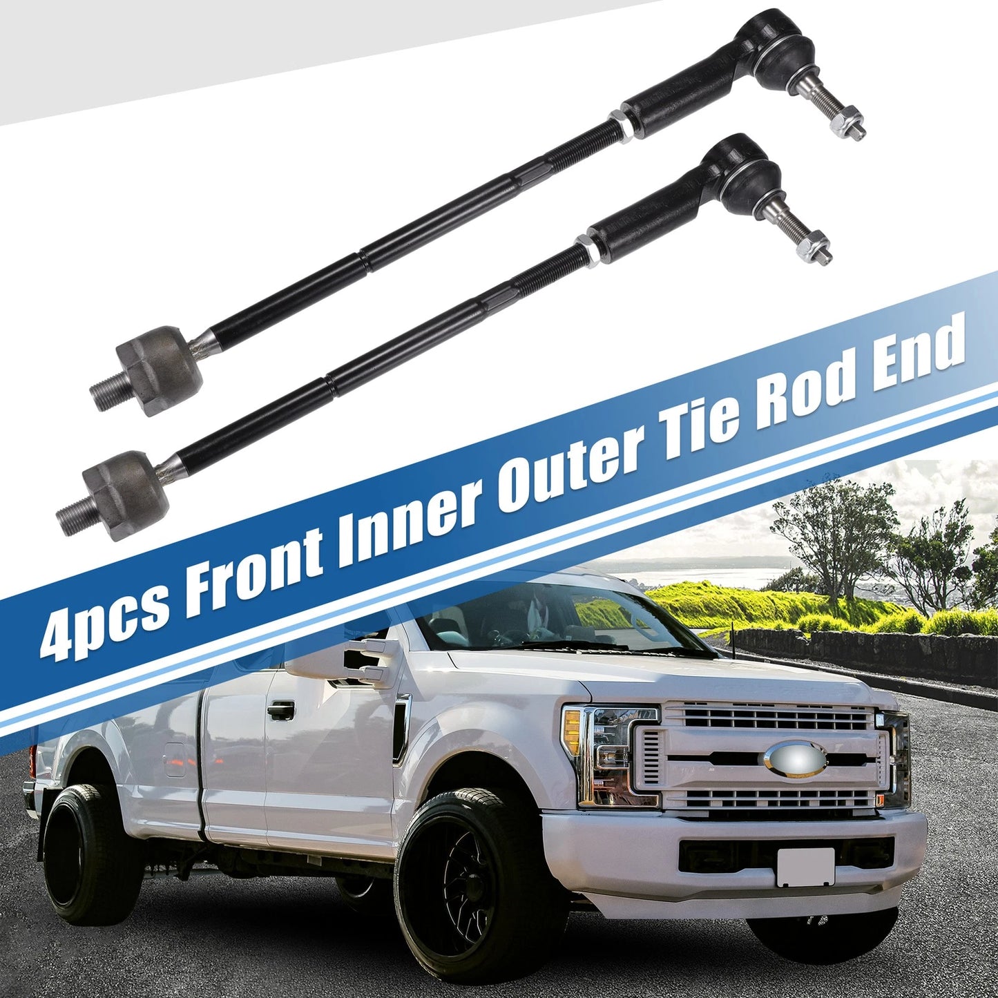 4 x Front Inner Outer Tie Rod Ends for Ford Mustang (2005-2010)