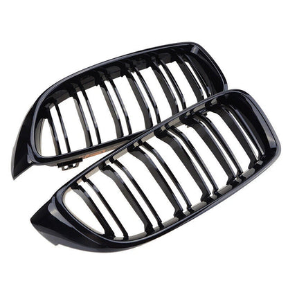 Gloss Black Dual Slat Kidney Grille for BMW 4 Series F32 F33 F36 F80 (2014-2020)
