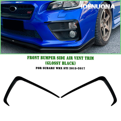 Gloss Black Front Bumper Side Air Vent Trims for Subaru WRX STI (2015-2017)