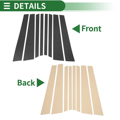 8 x Door Pillar Window Trim for BMW X5 (2014-2018) Carbon Fiber Pattern Black