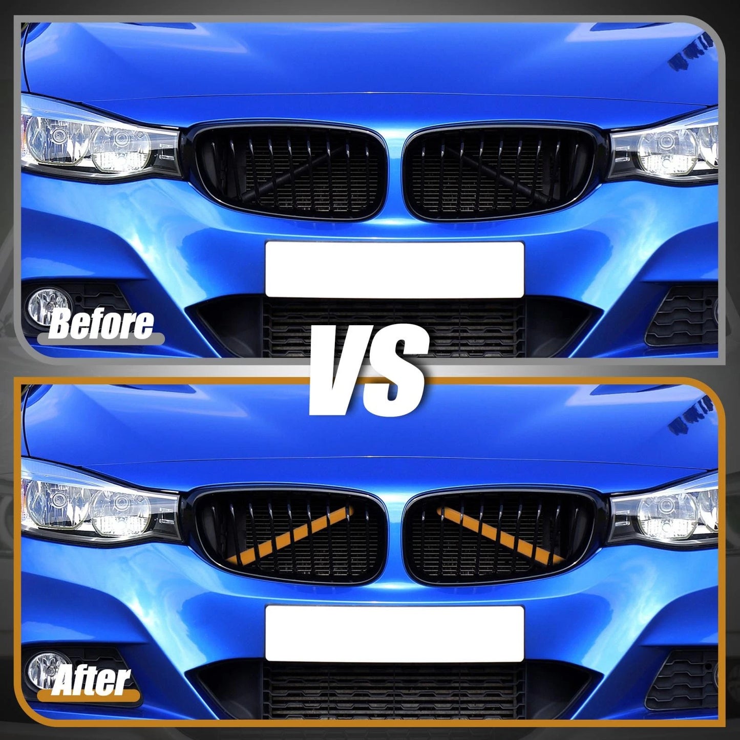ABS Front Grille Trim Strips Cover Decor Yellow for BMW 1-4 Series