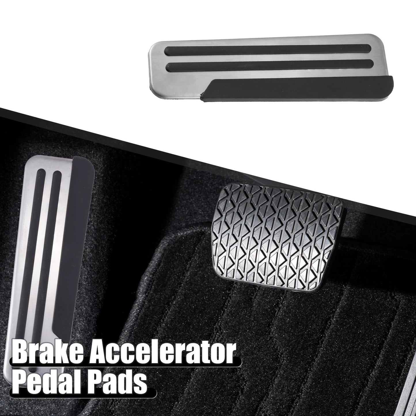 Foot Pedal Covers Non-Slip No Drill Metal for Nissan Infiniti Silver Tone