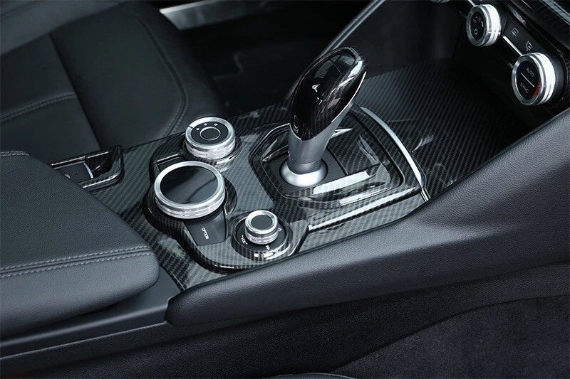 Real Carbon Fiber Center Gear Shift Cover Trim For Alfa Romeo Giulia 2017-2018