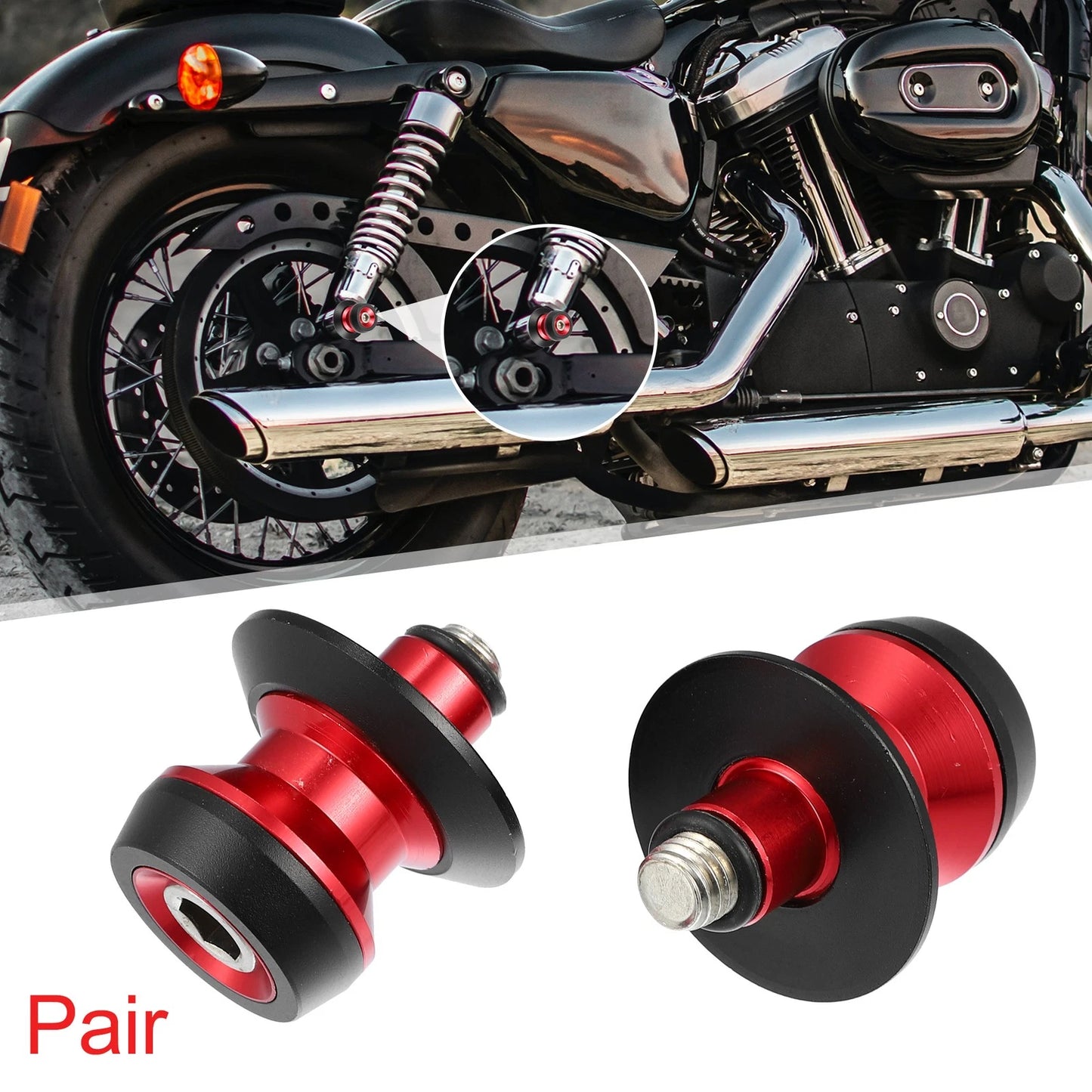 Pair M10x1.5 Red Aluminum Alloy Swing Arm Spools for Kawasaki