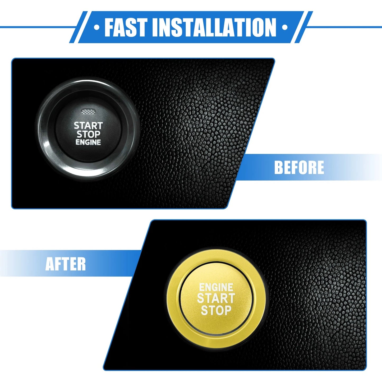 Engine Start Stop Button Cover Kit for Toyota Highlander (2020-2022) Gold Tone