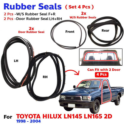 Windshield Door Rubber Seal Set 4 Fits Toyota Hilux Tiger LN145 2D UTE 1998-04