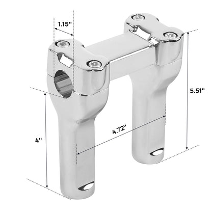 Handlebar Riser 4in Chrome for 1in Bar Harley Dyna Low Rider Softail Deluxe