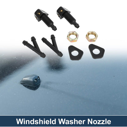 Windshield Washer Nozzle with Hose Connector for Ford Black Gold Tone 1 Set