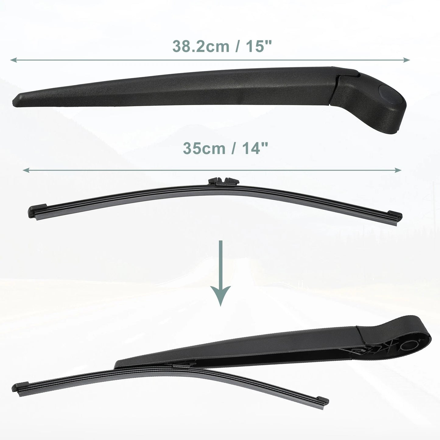 Rear Wiper Blade Arm Set for Volvo V70, XC70 (2007-2016)