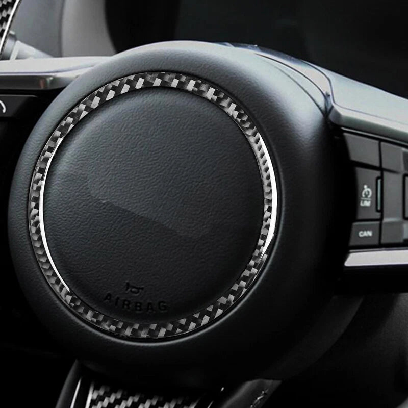 Real Carbon Fiber Steering Wheel Center Logo Trim fit For Jaguar XE XF 2016-2019