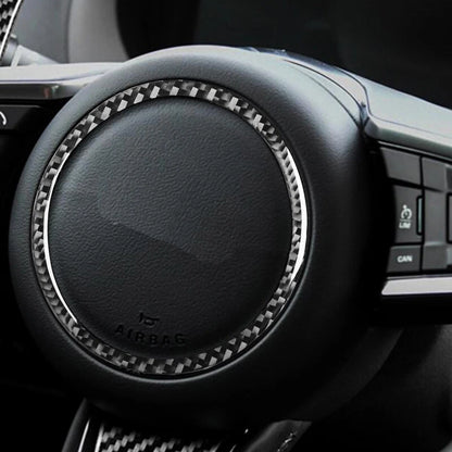 Real Carbon Fiber Steering Wheel Center Logo Trim fit For Jaguar XE XF 2016-2019