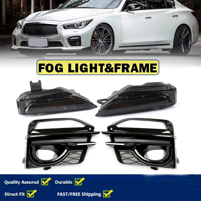 2 x Sequential Fog Light Turn Signal Lamp Covers for Infiniti Q50 (2014-2018)