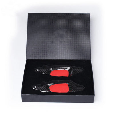 2 x Black Carbon Fiber Shift Paddle Extensions for Audi S3 (2015-2020)
