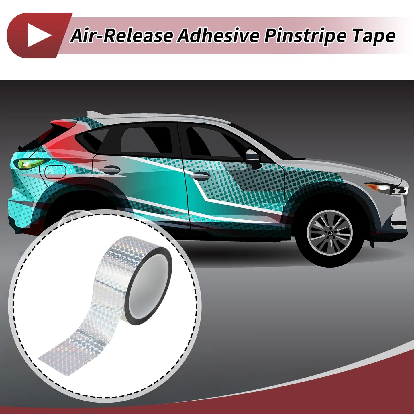 Pinstripe Tape 50mmx50m for Car, Motorcycle and Boat Laser Silver Tone