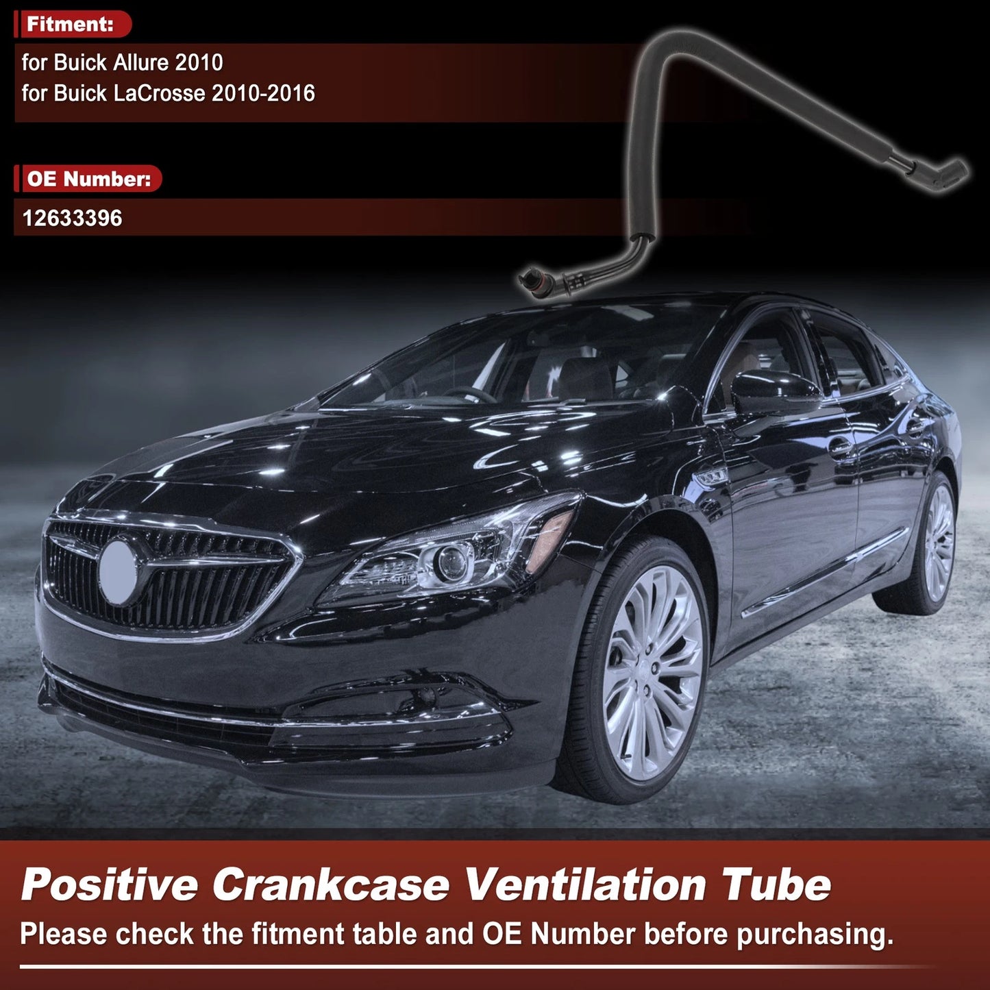 PCV Valve Tube / 1 pc / Plastic Black for Buick Allure (2010–2010)