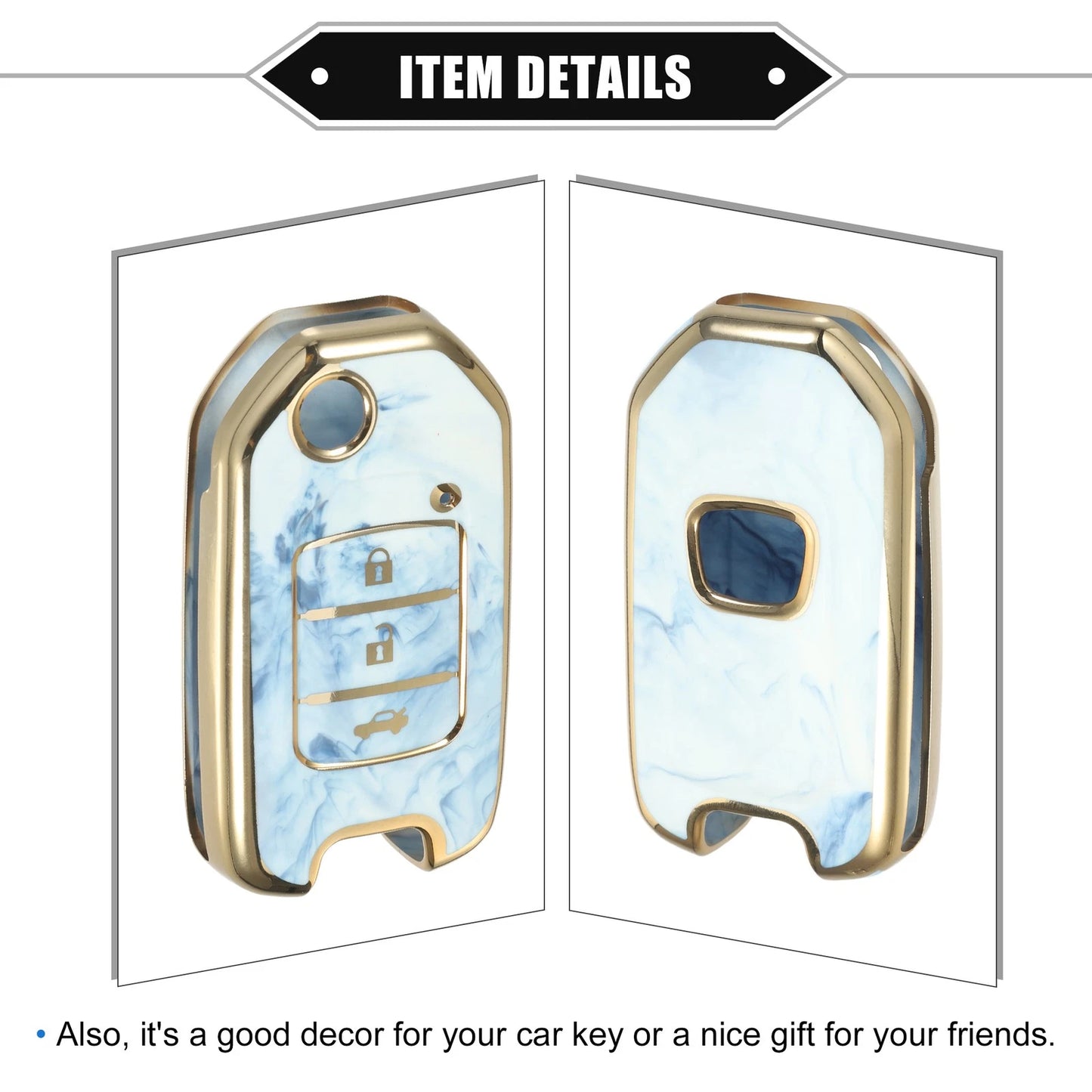 3 Button Smart Key Fob Case Cover for Honda Accord (2013-2019) Durable TPU Blue