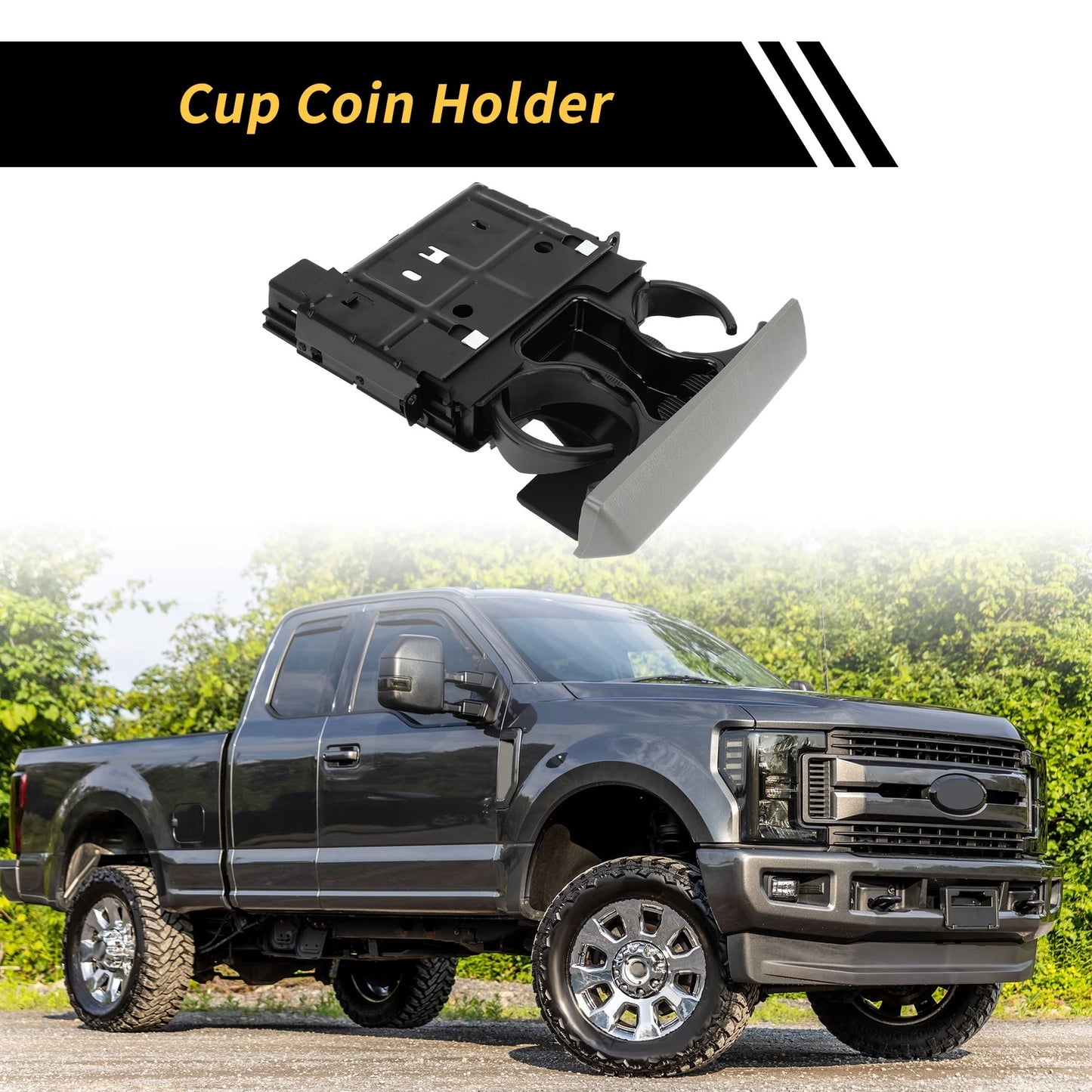 Dashboard Cup Holder for Ford F-250 F-350 2005-2007 Coin & Bottle Holder Gray