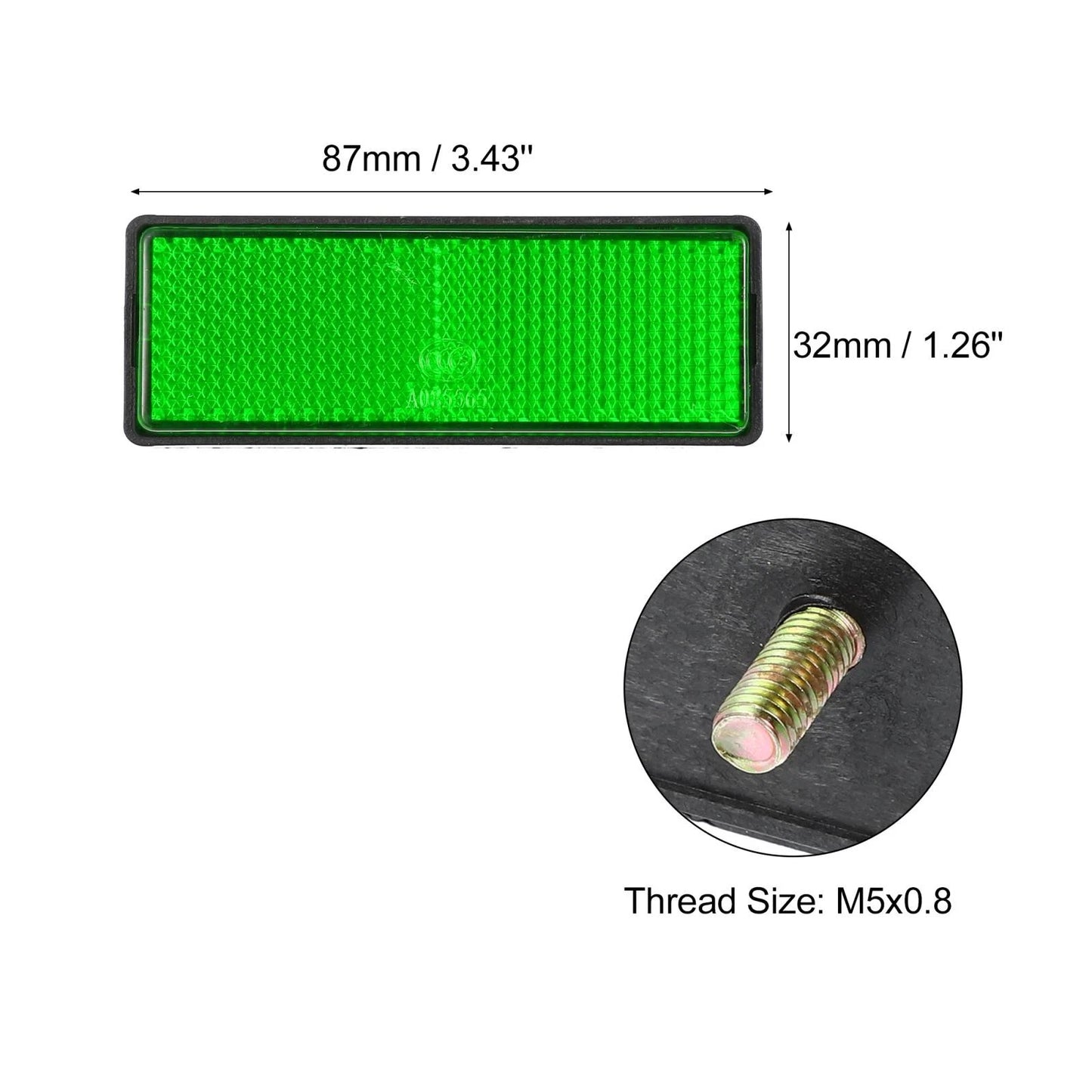 4pcs / M6x0.8 Green Universal Screw Mount Round Warning Reflector for Motorbike