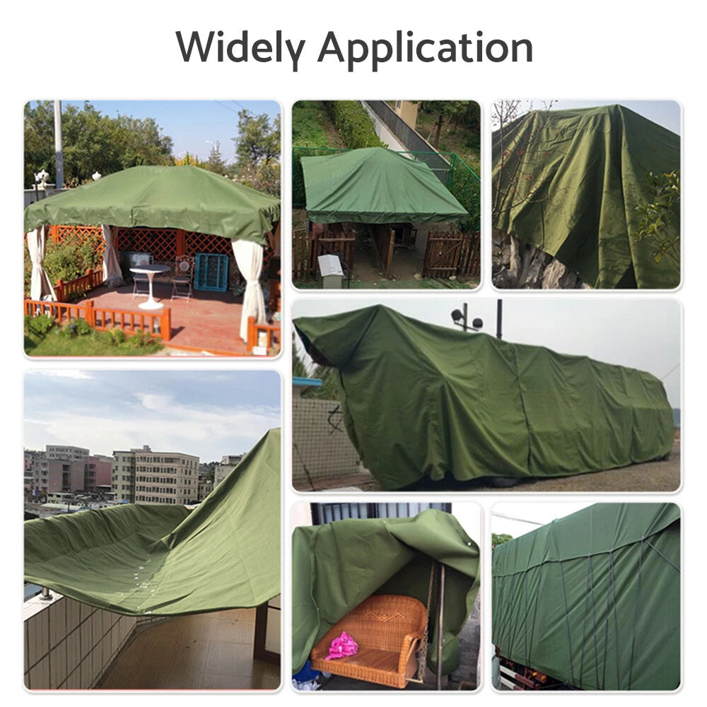Heavy Duty Canvas Tarp 3 x Army Waterproof Sun Blocked Tarpaulin