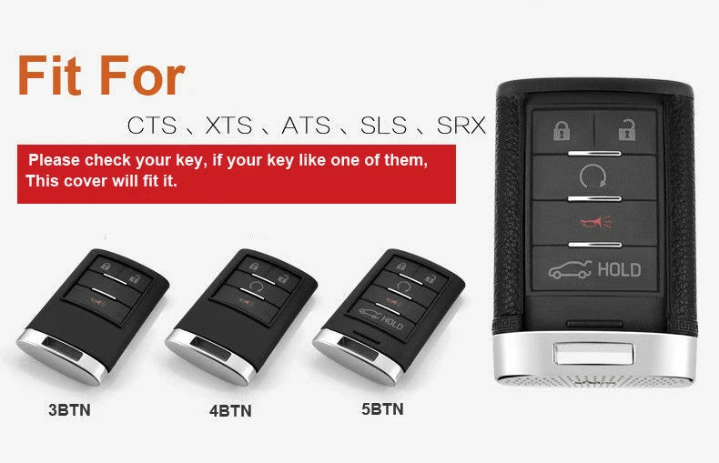 Orange Remote Leather FOB Key Case Cover Shell Fit For CADILLAC SRX XTS CTS