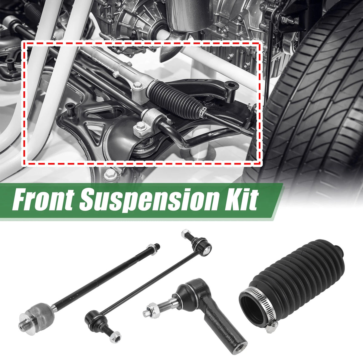 8pcs Front Suspension Kit Tie Rod Ends & Sway Bar Links for Ford Mustang (2005-2010)