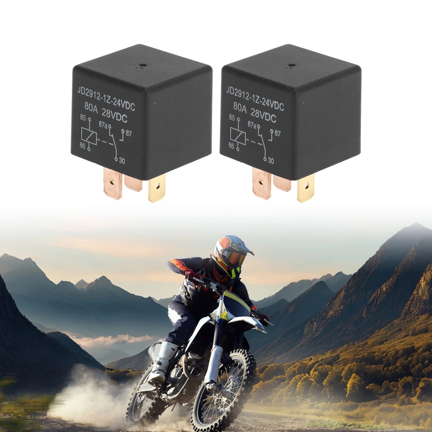 2 x Auto Relay 5 Pins 24V 80A Waterproof Car Relay for All Vehicles