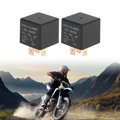 2 x Auto Relay 5 Pins 24V 80A Waterproof Car Relay for All Vehicles