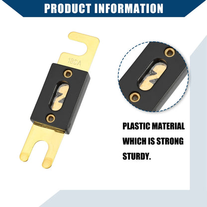 Mini ANL 180A Fuses for Car, Motorcycle, Boat - Gold Tone, Black
